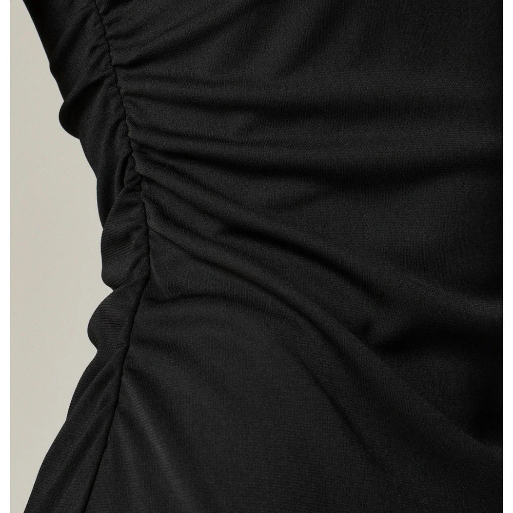 J.Crew One Shoulder Dress Jersey Knit Crepe Draped Ruched Long Black XS NWT